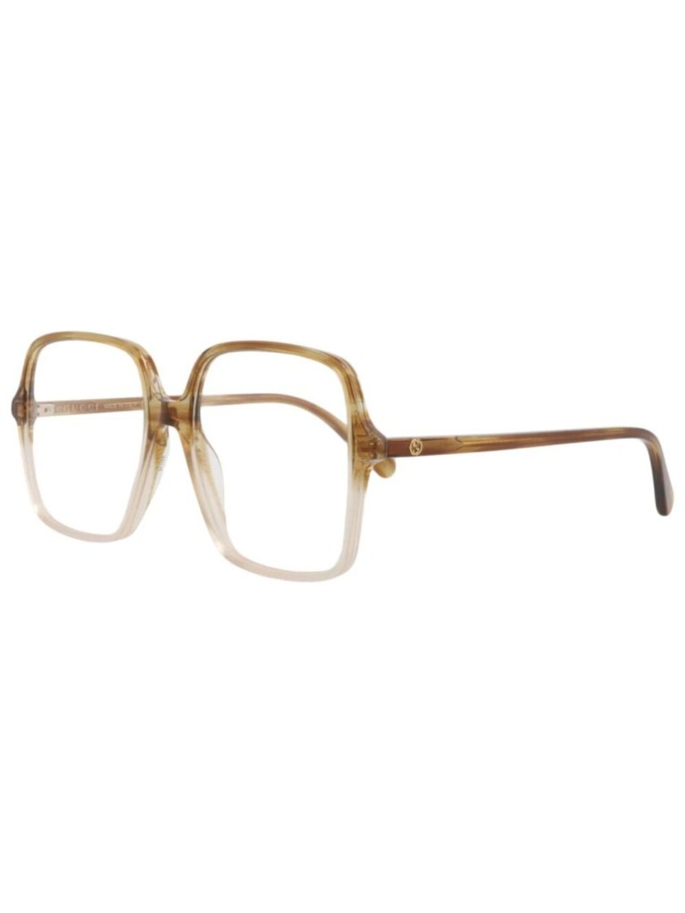 New Gucci Women's Eyeglasses Square Rectangle Acetate Frame Brown Brown